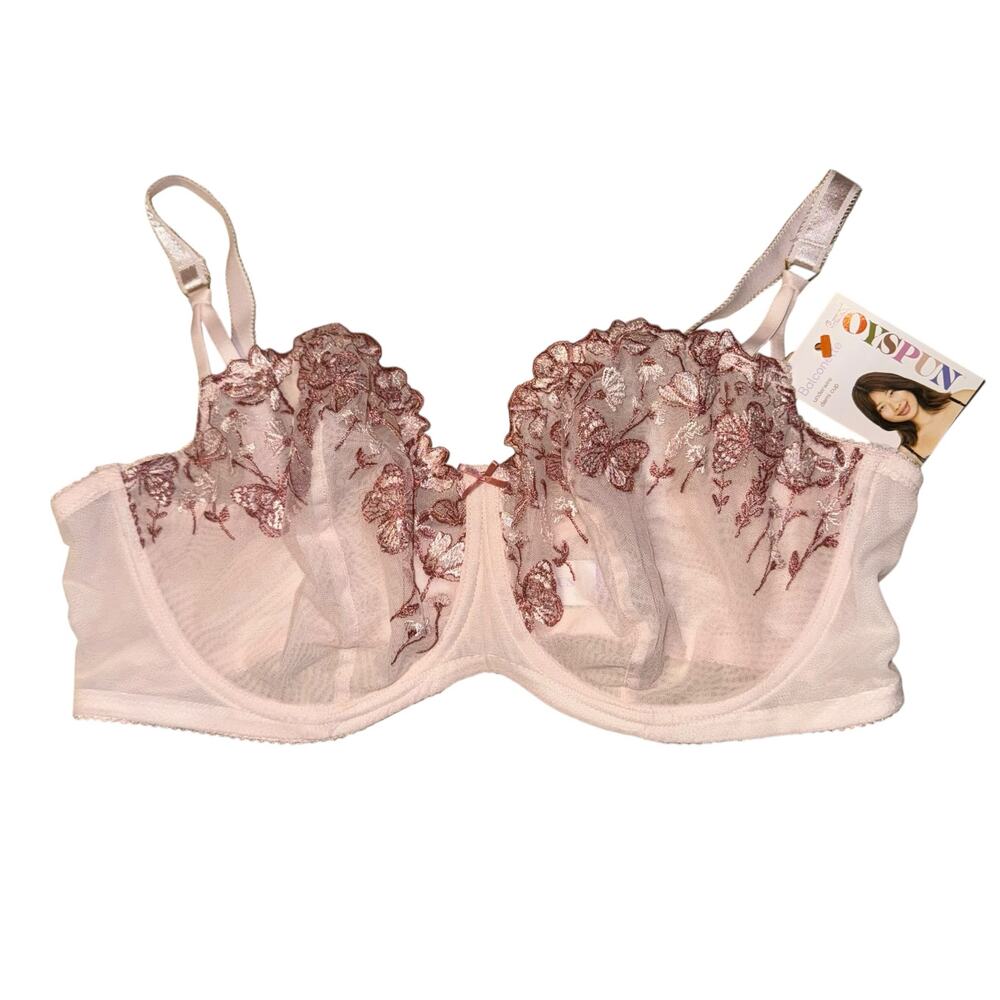 New Joyspun‎ Balconette Lace Butterfly Bra 40DD Unlined Sheer Whimsical Cottage